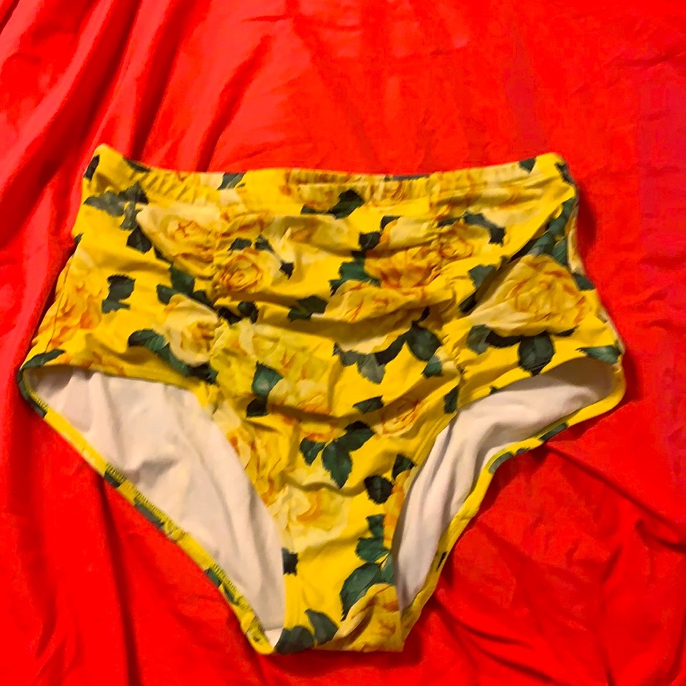 Torrid Yellow Swimsuit Bottoms Size 1 (14-16)
